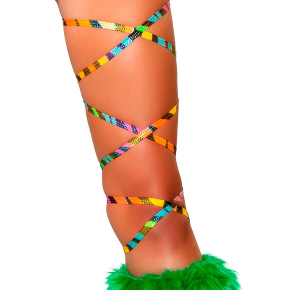 Rainbow Zebra Print Leg Thigh Wraps Body Straps - Picture 1 of 2